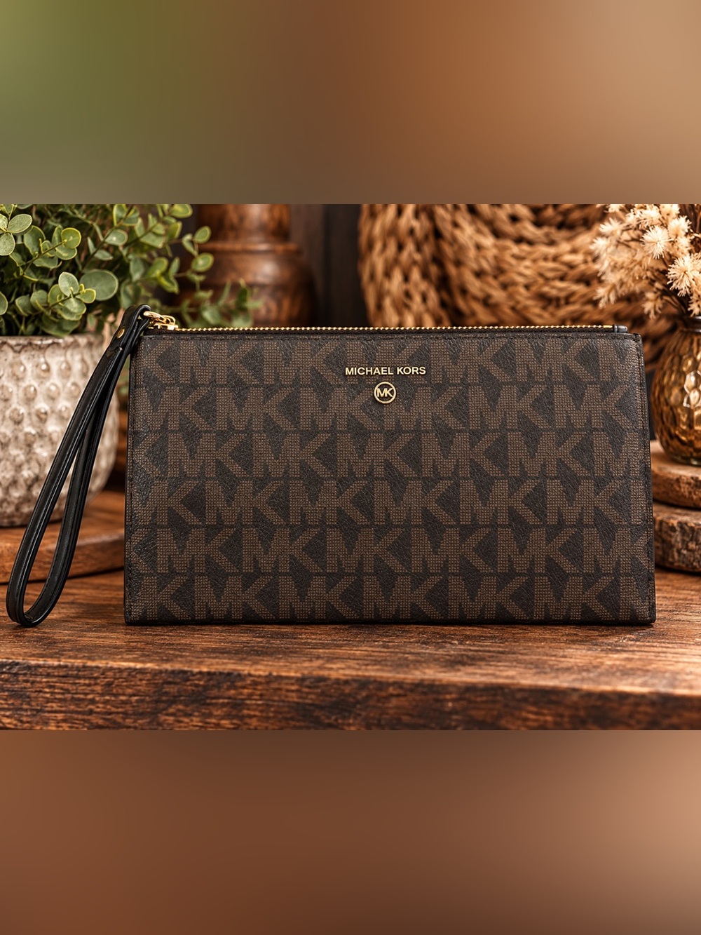 Michael Kors Signature Logo Wristlet 🤎✨